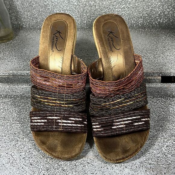 Kim Rogers Jill Open Toed Stretch Sandals Wedges Shoes Size 7.5 - Picture 7 of 7